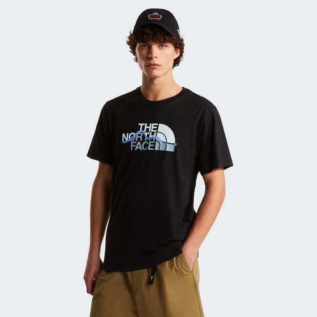T-shirt manches courtes, Moutain Line noir <span itemprop=