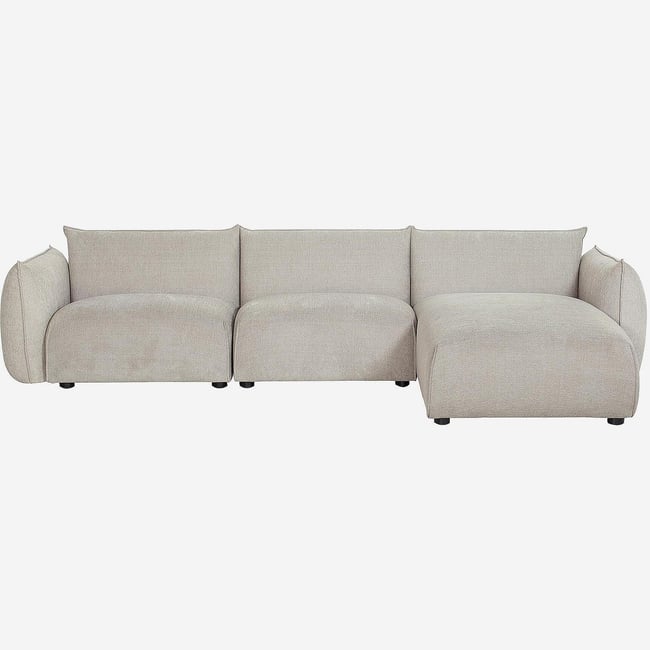 Canapé d'angle droit en tissu CELESTE Couleur gris clair <span itemprop=