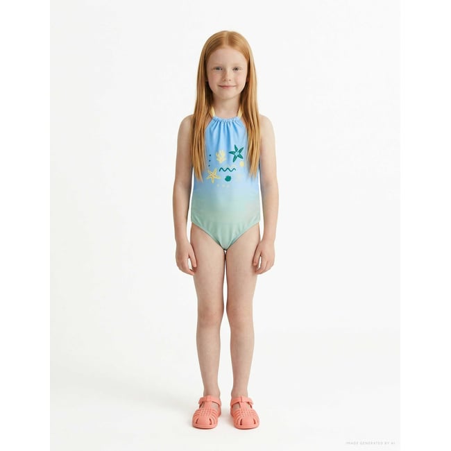 Maillot de bain avec imprimé marin et paillettes bleu clair <span itemprop=