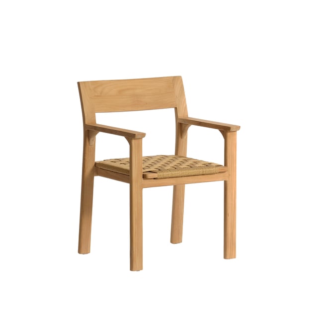Fauteuil de jardin en teck et rotin  PIANA naturel <span itemprop=