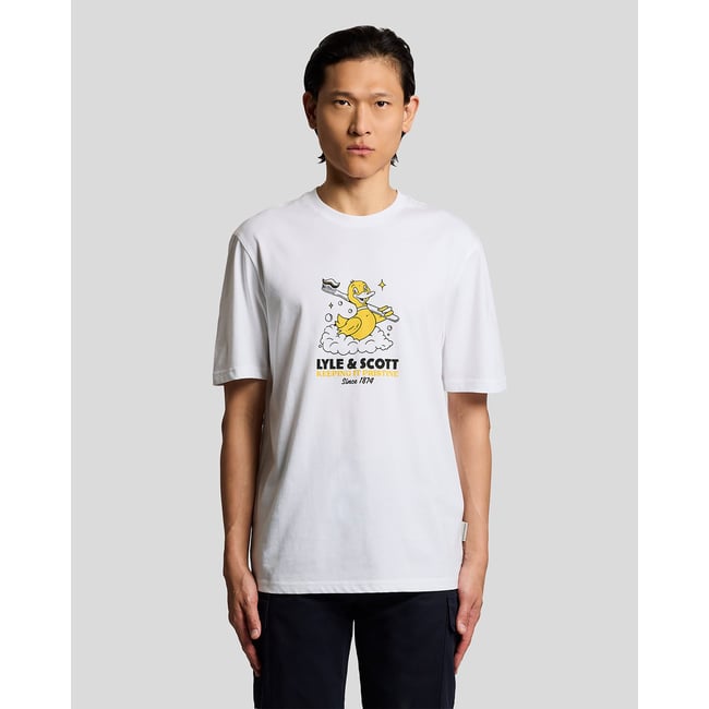 T-shirt imprimé dos graphique blanc <span itemprop=
