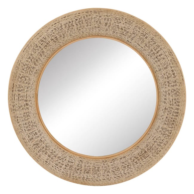 Miroir rond en bambou NATHAN Couleur beige ficelle <span itemprop=