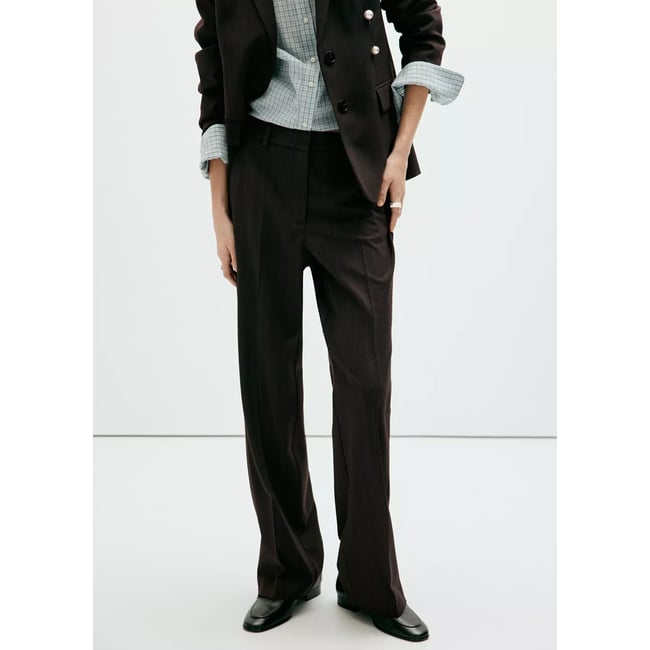 Pantalon de costume fines rayures marron <span itemprop=
