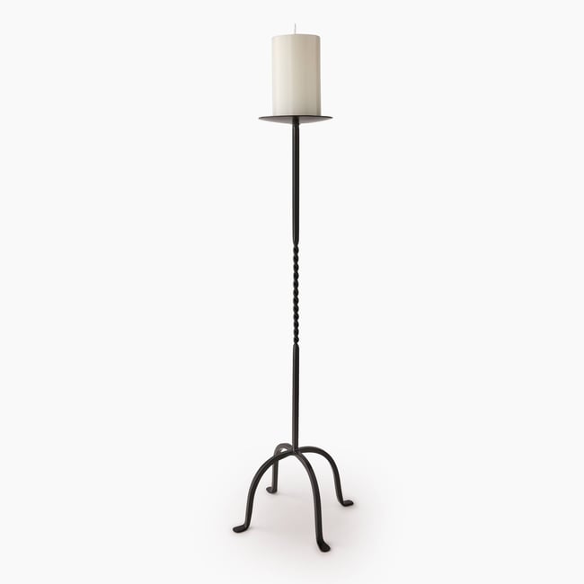 Bougeoir sur pied en métal, 25,5xH74cm Couleur noir <span itemprop=