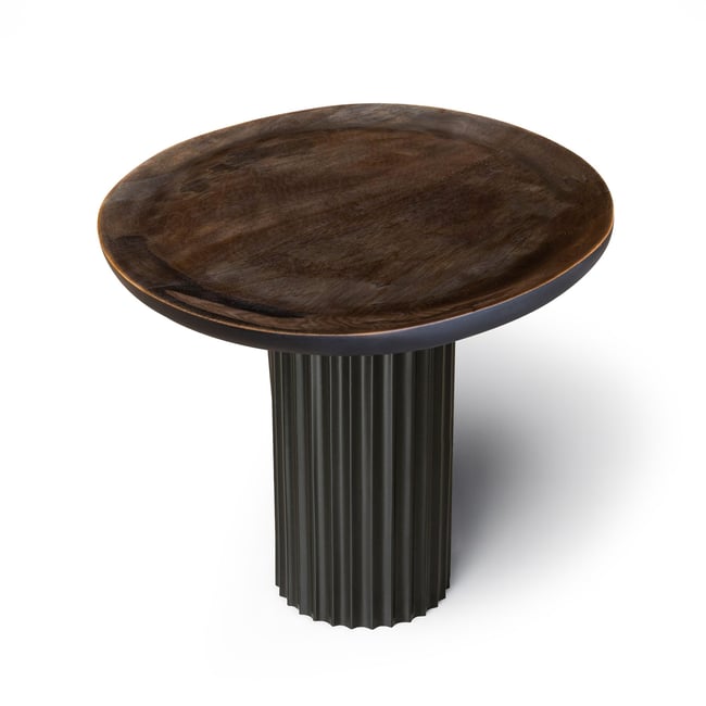Meuble d'appoint en bois de manguier et pied en métal, SOREN Couleur noir <span itemprop=
