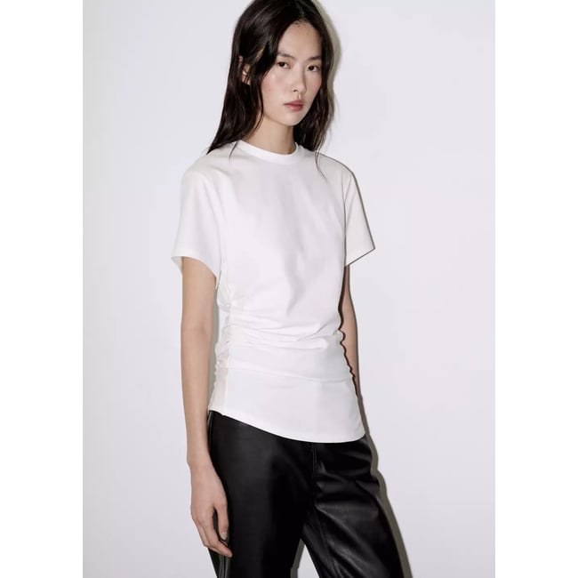 T-shirt froncé coton - MANGO