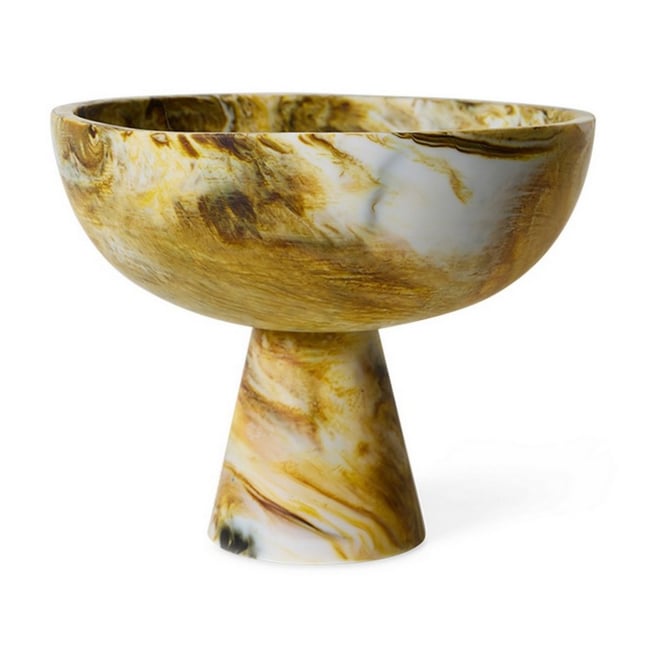 Corbeille à fruits design effet marbre  Ochre Couleur jaune moutarde <span itemprop=