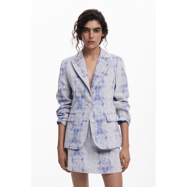 Veste texturée bleu <span itemprop=