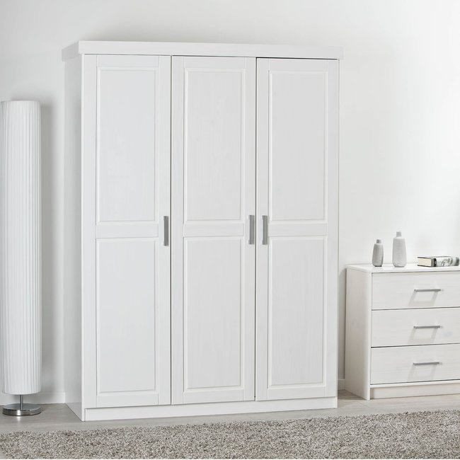 Armoire en bois massif 3 portes Couleur blanc <span itemprop=