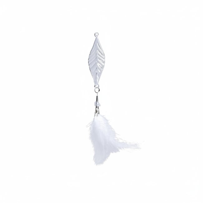 Suspension de noël décorative en plumes H15 Couleur blanc <span itemprop=