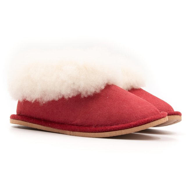Chaussons a enfiler en daim SHEEP rouge <span itemprop=