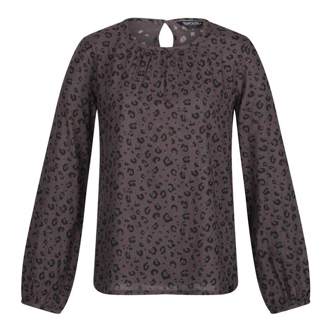 Blouse manches longues motif/style imprimé léopard HADRIA noir <span itemprop=