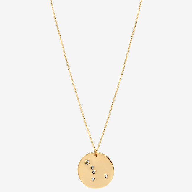 Collier doré cancer - galaxie - Cancer cristal blanc <span itemprop=
