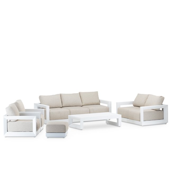 Salon de jardin 7 places, pouf, SAN FRANCISCO - DEFORA HOME
