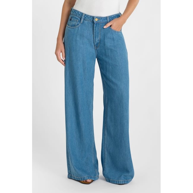 Jeans loose, large ZAZOU, longueur 34 blue <span itemprop=