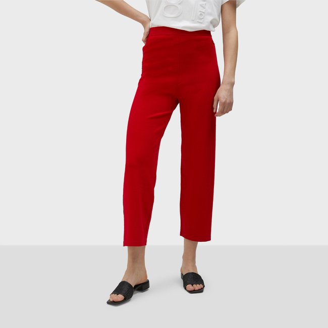 Pantalon classique à enfiler avec bandes latérales rouge foncé <span itemprop=