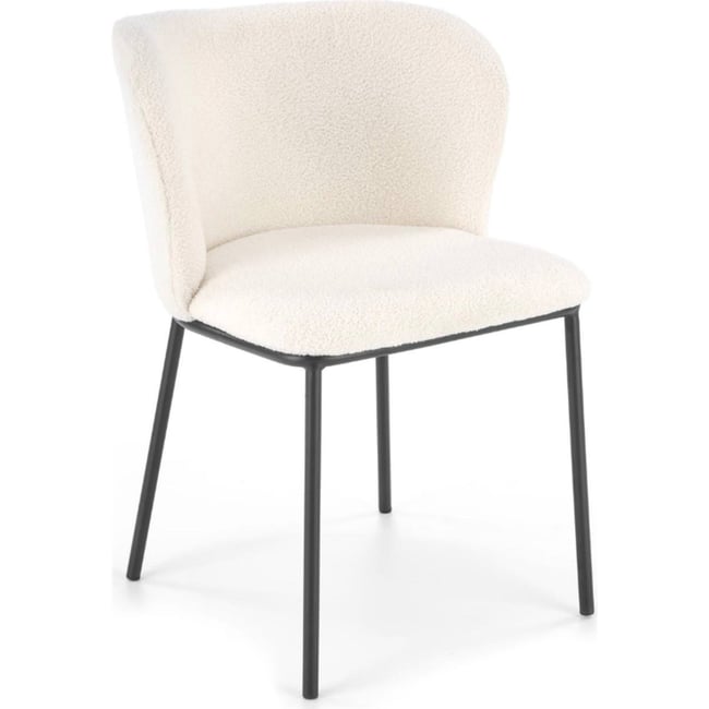 Chaise rembourrée bouclette PRIVELY Couleur crème bouclé <span itemprop=