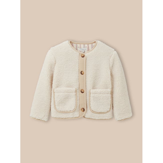 Veste en sherpa ecru <span itemprop=