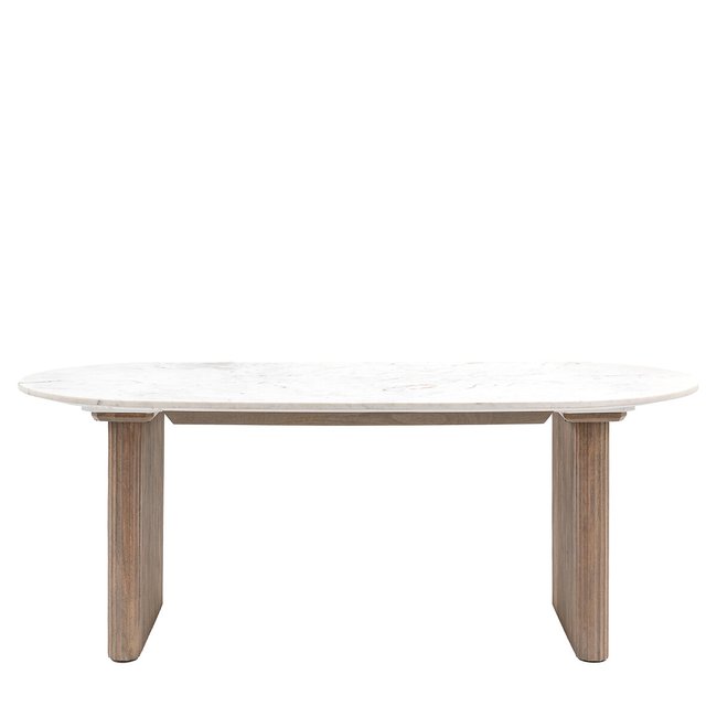 Manor Large Carrera Marble and Mango Wood Dining Table (Seats 6), grey, SO'HOME