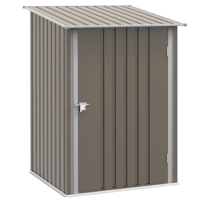 Abri de jardin porte verrouillable tôle acier ondulée marron <span itemprop=