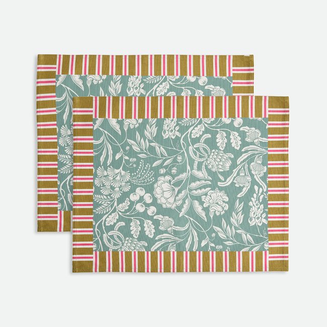 Lot de 2 sets de table imprimés, en coton, LINDA imprimé <span itemprop=