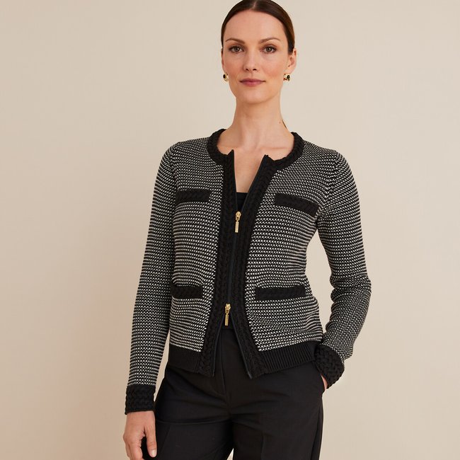 Gebreid vest met ronde hals in grof tricot <span itemprop=
