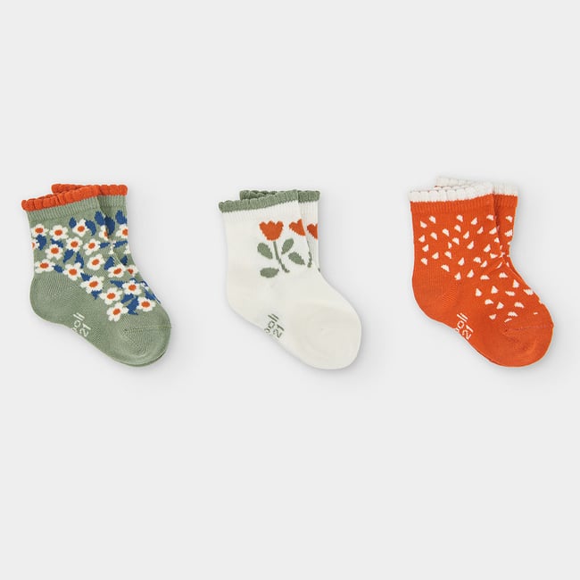 Lot chaussettes à imprimé fleuri vert <span itemprop=