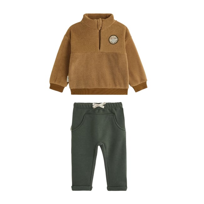 Ensemble bébé sweat en polaire et pantalon en molleton Ubatuba camel <span itemprop=