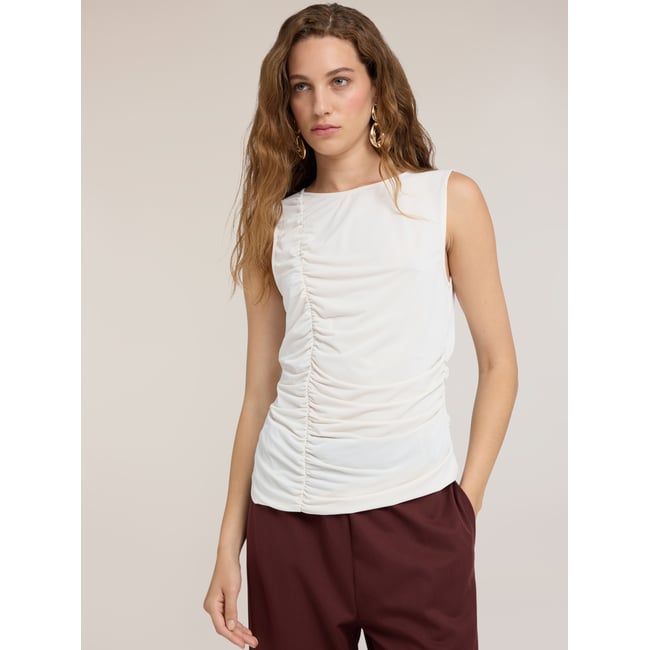 Top avec drapé frontal. blanc <span itemprop=