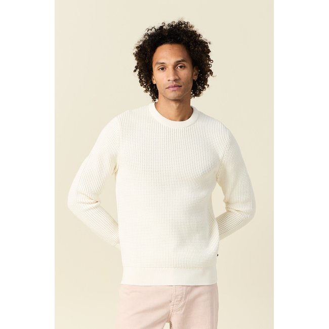 Pull manches longues col rond ecru <span itemprop=