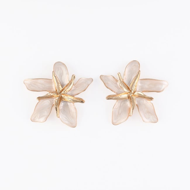 Boucles d'oreilles fleurs ivoire ivoire <span itemprop=