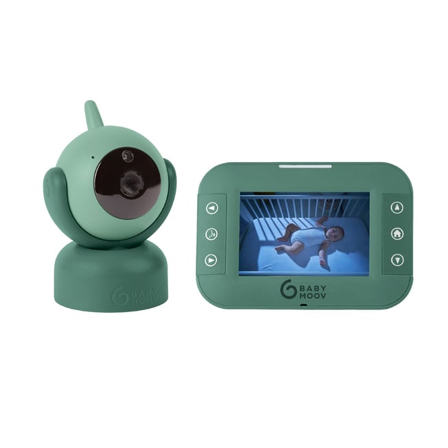 Babyphone vidéo multifonctions Yoo Twist avec caméra rotative et inclinable vert <span itemprop=