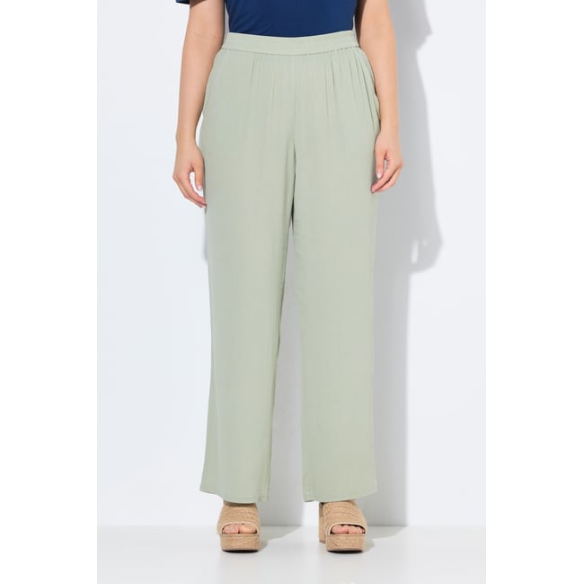 Pantalon Rose en crêpe de viscose vert mousse clair <span itemprop=