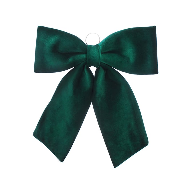 60cm Heritage Noel Green Velvet Decorative Bow, green, SO'HOME