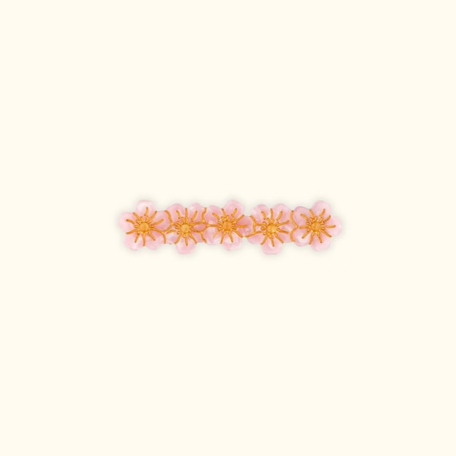 Barrette SAKURA rose clair et jaune <span itemprop=