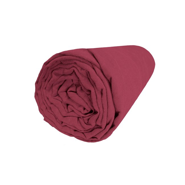 Drap housse en lin lavé bonnet 30cm, RÊVE DE LIN - BLANC CERISE