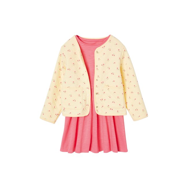 Ensemble veste matelassée imprimée fleurs + robe - VERTBAUDET