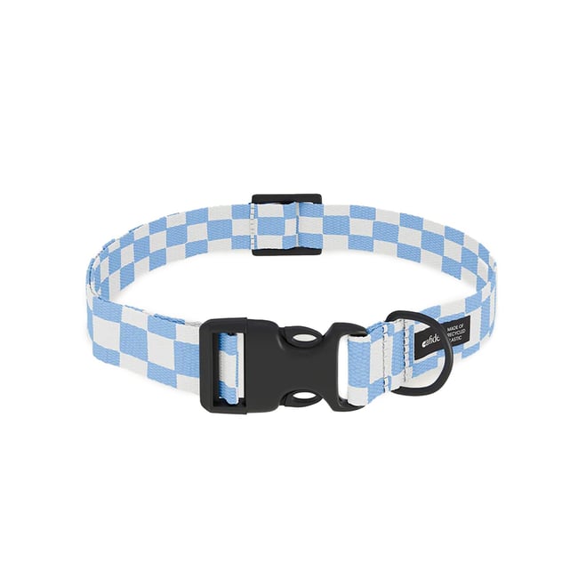 Collier PET recyclé vichy design, JUNO bleu <span itemprop=