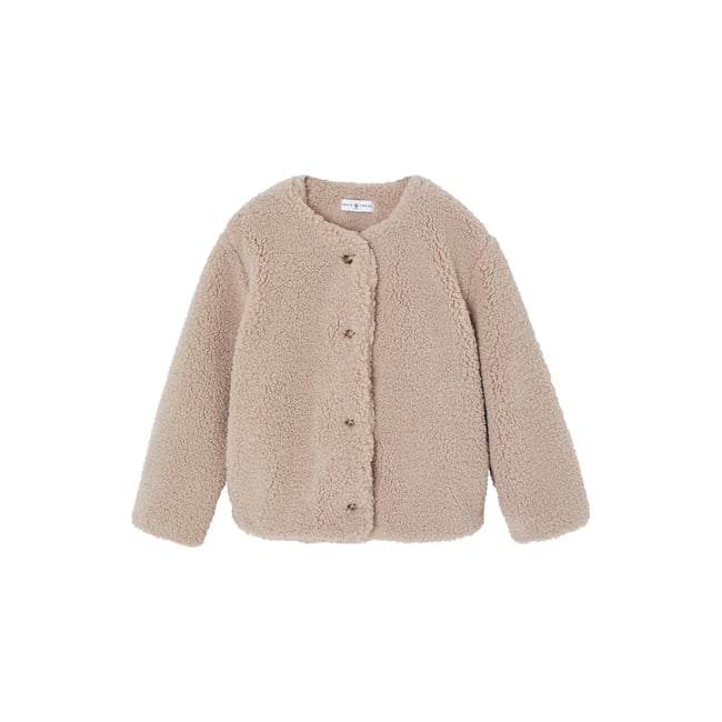 Veste sherpa doublée léopard collection capsule mère- taupe <span itemprop=
