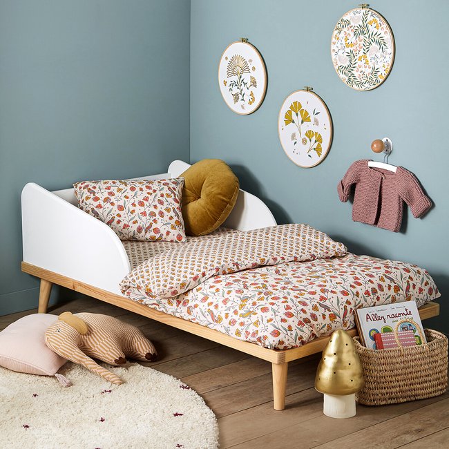 Drap housse bebe en coton bonnet 17 cm bertille imprime rose La Redoute Interieurs La Redoute