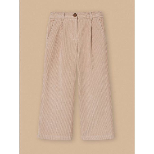 Pantalon large en velours beige <span itemprop=