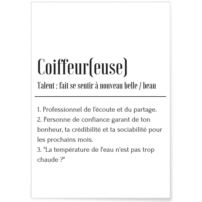 Affiche Définition Coiffeur Couleur blanc <span itemprop=
