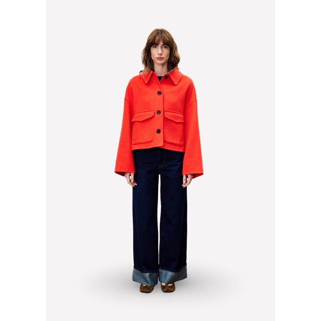 Manteau  en laine CAPUCINE rouge <span itemprop=