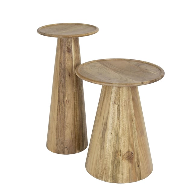 Bout de canapé en bois acacia – pied conique (lot de 2) MELBOURNE Couleur bois naturel <span itemprop=