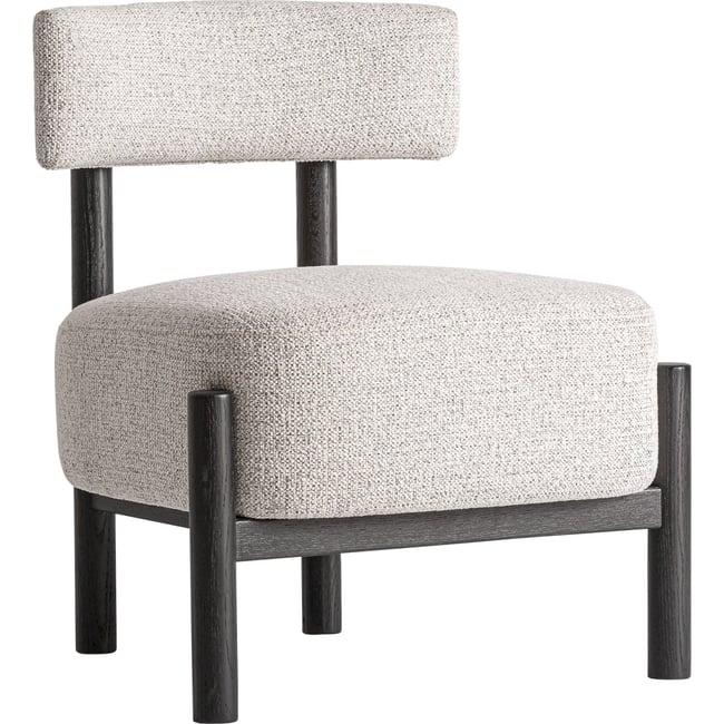Fauteuil contemporain en bois et tissu Couleur blanc cassé et noir <span itemprop=