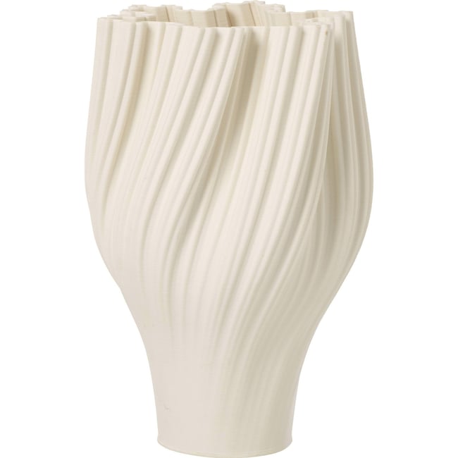 Vase en grès à relief ondulé Couleur blanc <span itemprop=