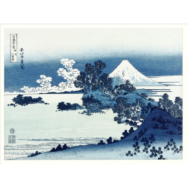 Affiche japonaise Ukiyo-e  Fuji and surroundings Couleur bleu <span itemprop=