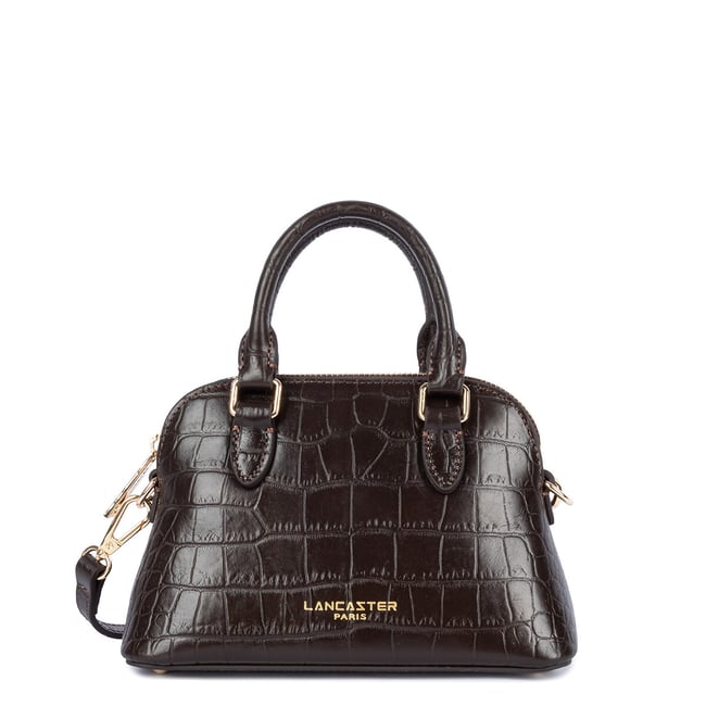 Borsa in pelle di vacchetta con motivo coccodrillo, EXO marrone LANCASTER