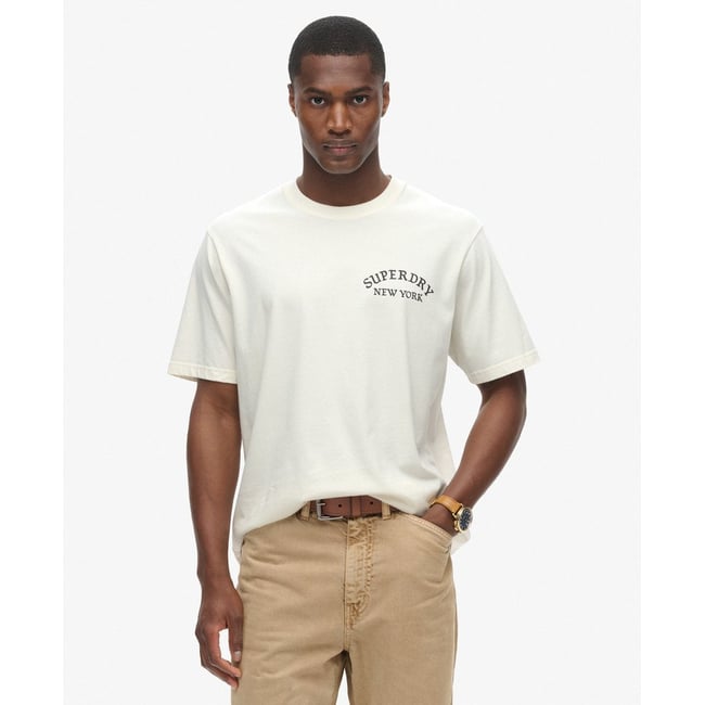 T-shirt ample à motif tatouage dans le dos blanc hivernal <span itemprop=