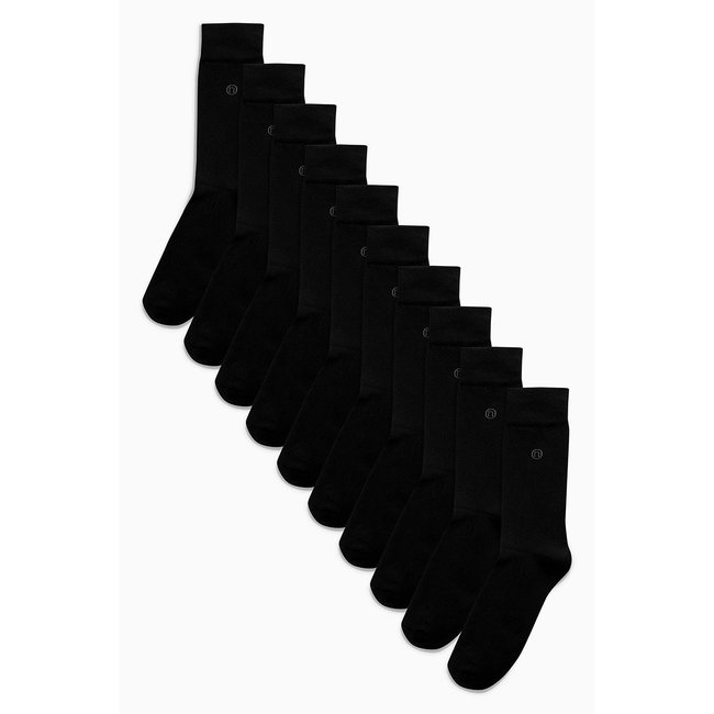 Chaussettes semelle à coussinet, lot de 10 noir <span itemprop=